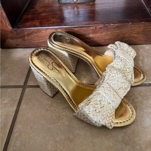 Jessica Simpson Women's Woven Tan Heels